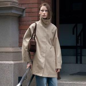 SI-OT4152 하이넥 하프 트렌치 코트_Camel beige