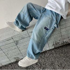 주니어 초등 남아 봄 가을 중청 캐주얼 데님 팬츠 와이드 청바지