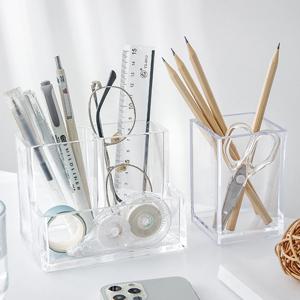 투명 아크릴 스퀘어 펜홀더 연필꽂이 브러쉬 홀더 3types (2칸)