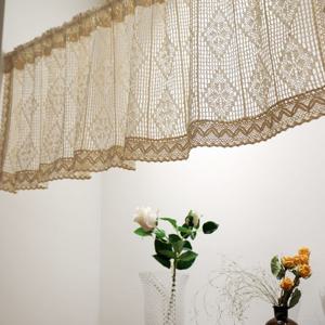 바란스 손뜨개 크로쉐 베이지 가리개 커튼 레이스 주방 문 북유럽 문가리개 방문가리개 가림막