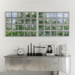 모던 디자인 유리 블럭 창문 거실 현관 인테리어 페이크 윈도우 캔버스 액자_8종