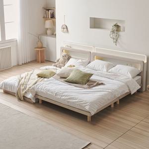 소프트 LED 저상형 패밀리침대 오픈형(기본)+발통세트 SS+SS/SS+Q/Q+Q 매트추가