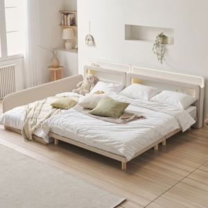 소프트 LED 저상형 패밀리침대 가드형A+발통세트 SS+SS/SS+Q/Q+Q(매트추가)