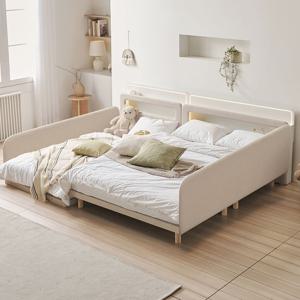 소프트 LED 저상형 패밀리침대 가드형B+발통세트 SS+SS/SS+Q/Q+Q(매트추가)