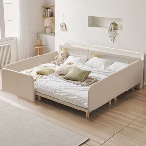 소프트 LED 저상형 패밀리침대 가드형E+발통세트 SS+SS/SS+Q/Q+Q(매트추가)