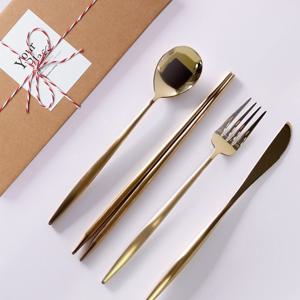 선물포장 몽블랑 골드 캐롤 디너 커트러리 4종세트 2인 8p