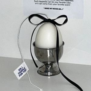 에그 캔들 + 실버 고블렛 홀더 SET 인테리어 오브제 스텐 향초 소품 집들이 답례품 선물