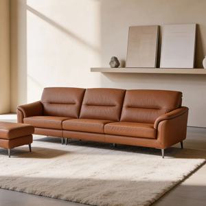 베니토 4인 전체 천연가죽 소파+스툴