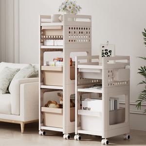 수납함+후크4p 증정! 바구니 서랍형 이동식선반 트롤리 (3단/4단)