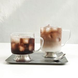 스텐 굽 손잡이 내열유리컵 감성 홈카페 커피잔 맥주잔 물컵 하이볼 4size