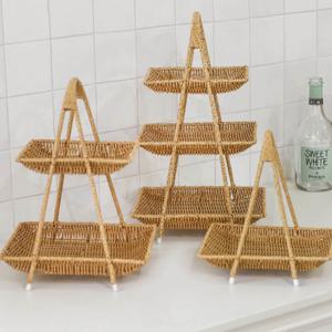 [5% 쿠폰!] 라탄트레이 2단 3단 빵 디저트 카페 베이커리  3단