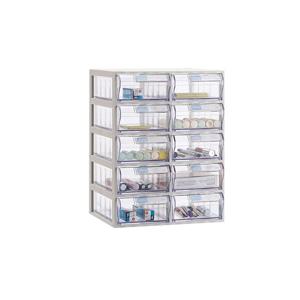 국산완제품! 투명수납함 중형 10칸 다용도 적층 펜트리 데스크 정리 셋업 미니 약통 서랍