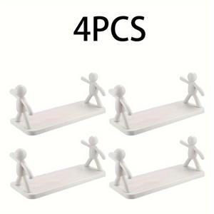 TEMU 2/4개, 드릴 없는 인형 수납 선반, 욕실 정리대, 다층 스토리지 랙, 화장품 정리함, 향신료 병 홀더, 창의적인 벽걸이 캐릭터 수납 선반, 주방 및 침실 홈 데코 선반, 플라스틱 소재, 욕실 보관 및 홈 장식용