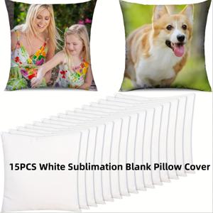 TEMU 6/10/15개 서블리메이션 빈 베개커버 16x16인치, 화이트 쿠션커버, 베개커버, 열전사 DIY 사진 베개커버, 서블리메이션 폴리에스터 베개커버 (베개 내장 없음)