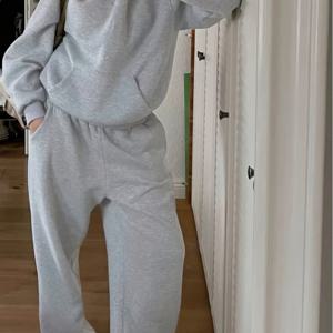 TEMU 여성 솔리드 컬러 후드 탑 & 레그 캐주얼 팬츠 세트 (가을/겨울 외출복)