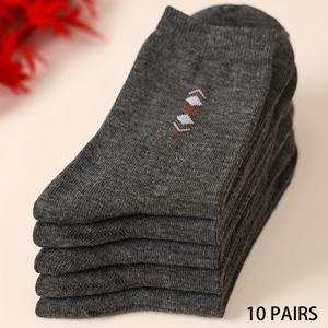 TEMU 남성용 엘리트 비즈니스 양말 10켤레/20켤레, 일상복으로 편안하고 내구성이 뛰어난 미드 카프 양말