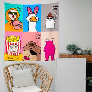 TEMU 1개 재미있는 태피스트리 벽걸이 아트 데코 태피스트리, 침실, 거실, 파티, 기숙사 장식용, 무료 설치 패키지 포함