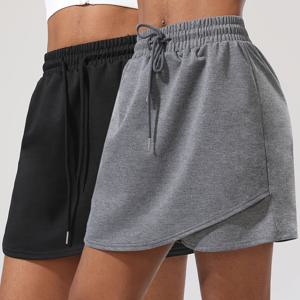 TEMU 캐주얼 러닝 및 테니스용 탄력 있는 허리밴드 여름 여성 스커트 팬츠 2세트