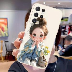 TEMU 삼성 갤럭시 S25 S24 S23 S21 FE S22 플러스 울트라 화이트 소프트 쉘 패션 커플 개성 선물용 모바일 폰 케이스 - EW5357