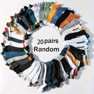 TEMU 남성용 양말 20켤레 (무작위 패턴) - , 단색, 기하학적 디자인 - 캐주얼 및 포멀한 모든 행사에 적합 - 주간 수요를 위한 1켤레 - 양말 애호가를 위한 이상적인 선물, 다용도 의류 추가, 내구성 좋은 양말