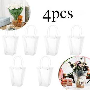 TEMU 그녀/그를 위한 선물 - 손잡이가 있는 4개의 투명 플로럴 부케 백, 투명 플로리스트 포장용품 및 플라스틱 꽃 백, 어버이날, 졸업식, 생일, 결혼식 및 기타 행사에 이상적