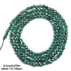 TEMU 비즈 & 비즈 세트 - 2/3mm 천연석 다크 그린 페이스티드 아이스 플라워 비즈 - DIY 주얼리 만들기, 팔찌, 목걸이, 귀걸이용 페이스티드 루스 스페이싱 비즈 - 남녀공용 선물, 주얼리 만들기용 스톤 비즈, 공예용 비즈 재료, 광택 처리, 구획별 연마