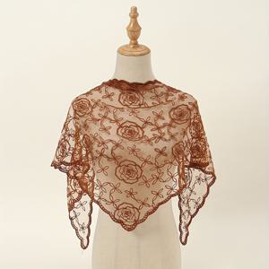 TEMU 1pc 여성용 세련된 삼각형 레이스 자수 꽃 스카프 빈티지 장식용 헤드 스카프 헤어 밴드