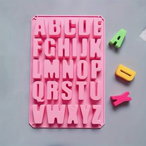 TEMU 아이스 몰드 실리콘 몰드 더 큰 알파벳 실리콘 몰드 13.2X 8.9X1.3인치 Abc 조리기구 26구 레터 몰드 크레용 만들기용