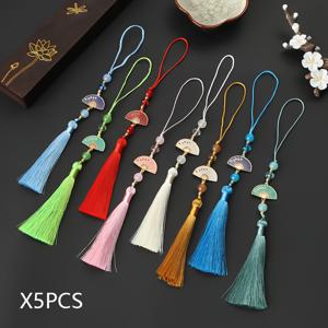 TEMU 5개의 고급스러운 중국 스타일 태슬, 22cm 양면 팬 태슬 펜던트, 공예, 책갈피, 의류 장식 및 사제 펜던트에 적합