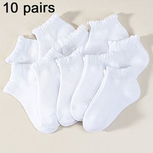 TEMU 어린이용 달콤한 러플 앵클 삭스 10켤레, 흰색 통기성 좋고 편안함, 데일리/학교룩/유니폼용 러플 커프스, 가성비 가방