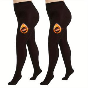 TEMU 2팩 여성용 보온 플리스 안감 하이웨이스트 복부 컨트롤 레깅스 - 두꺼운 따뜻한 불투명 팬티스타킹, 플러스 사이즈 겨울 타이츠, 손세탁 가능 & 단색 (드라이클리닝 금지) - 우아하고 편안한 //캐주얼 복장용