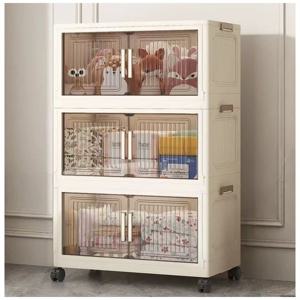 TEMU 양문형 폴딩박스 수납장 접이식 이동식 대용량 리빙박스 정리함 수납장 더블 도어 & 세련된 디자인 옷 보관함 빨래방 가구 투명 프론트 뷰 공간 절약형 가구 튼튼한 구조 홈 오거나이저