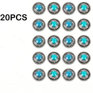 TEMU 20개 2가지 색상 합금 버튼, 모조 터키석 & 지퍼, 핸드백 가방용 인조 가죽 공예 장식, 납작한 원형 혼합 색상 1.2X0.8Cm, 10개/색상