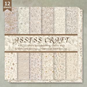 TEMU 12장 빈티지 꽃 자수 스크랩북 종이 패드 - 무게감 있는 6x6인치 카드스톡, 불릿 저널링, 인사말 카드, 콜라주 예술 및 공예용 독특한 디자인 12종