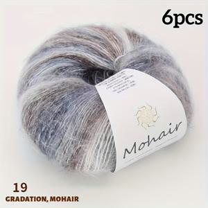 TEMU 25색상, 6볼 세트 150g, 그라데이션 모헤어 실, 다양한 색상 옵션, 스웨터, 숄, 스카프, 핸드메이드 볼 뜨개질용