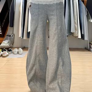 TEMU 여성용 와이드 벨바텀 팬츠 - 하이웨이스트 레이스 트림 플레어 팬츠, 루즈핏 벨바텀, 세탁기 사용 가능, 사계절 캐주얼 & 드레시 아웃핏 (비침 없음)