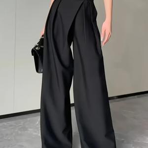 TEMU 새로운 패셔너블 여성용 바지 - 다용도, 캐주얼, 하이웨이스트, 스타일리시, 긴 와이드 레그 통근용 바지