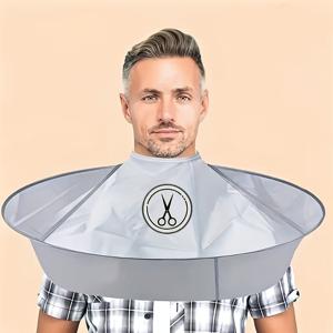 TEMU 가위 패턴이 있는 회색 머리깎이 케이프 - 접이식 디자인으로 살롱 품질, 헤어 커팅용 목선 조절 가능, 살롱 및 가정용으로 적합