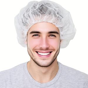 TEMU 21인치 일회용 부직포 헤어캡, 100개입, 헤어 보호를 위한 탄성 헤드 커버, 서비스업을 위한 실용적인 식사 용품, 위생적인 소재, 식품 서비스를 위한 레스토랑 직원용 일회용 캡