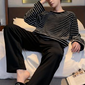 TEMU 남성용 긴팔 세트, 봄/가을에 적합, 대형 사이즈의 십 대를 위한 새로운 스타일의 홈웨어, 루즈핏 의상