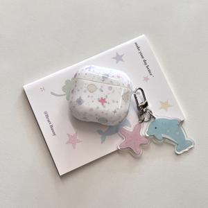 TEMU 바다 쉘 소형 돌고래와 별장구 풀 커버리지 이어버드 케이스, + 별장구 돌고래 펜던트, for AirPods 4세대/3세대/Pro/for AirPods Pro 2세대/1세대에 적합