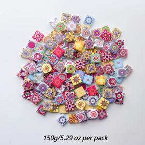 TEMU 150G/5.29 Oz 사각 만다라 유리 조각 봉투, 다양한 색상과 패턴의 3D 아름다운 타일 특징, 홈 데코, 공예, 예술적인 꽃 디자인, DIY 수제 재료에 적합