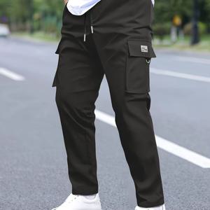 TEMU 크로스보더 신상 남성 캐주얼 패션 카고 팬츠, 스포티 슬림핏 스타일리시 봄/가을 루즈 레그 스타일
