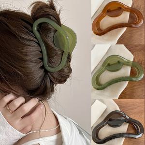TEMU 심플한 젤리 컬러 구름 모양 속이 빈 헤어 집게핀 3개 세트, 뒤머리 올려머리용 다용도 통근용 헤어 액세서리, 두꺼운 머리카락에 적합