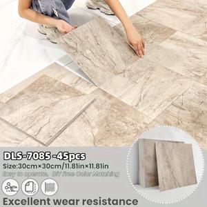 TEMU 12/24/45개 매트 자체 접착 대리지 패턴 바닥 스티커, 벽 스티커, 쉽게 붙이고 떼는 방식, 다양한 바닥과 벽에 적합, 실내 장식용, 리모델링 스티커, 방수, 기름 방지, 미끄럼 방지 바닥 스티커, 방수 벽 스티커