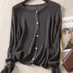 TEMU 2025 신상 여성용 선스크린 카디건 - 홀로그 훅 디자인