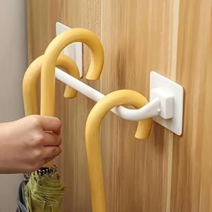 TEMU 공간 절약형 벽걸이 우산 홀더 - 튼튼한 플라스틱, 구멍 뚫림 없는 디자인, 배수 기능, 6개 우산 수납 가능, 가정 및 사무실에서 사용 가능한 표준 우산, 다용도 후크