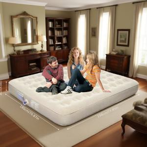 TEMU 충전식 멀티펌프 내장형 에어매트리스, 9.8인치 높이 조절 가능한 인플레이터블 매트리스 + 베개 포함, 자동 팽창/수축 기능, 휴대용 플로킹 탑 에어베드, 노즐, 수리 키트 & 캐리백 포함, 게스트, 홈, 캠핑용