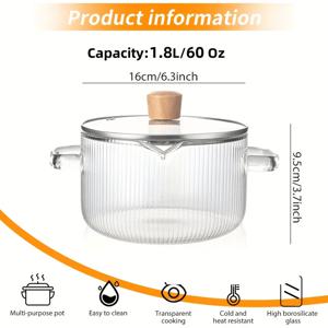 TEMU LDQ 붕규산 유리 조리 기구 세트 (뚜껑 포함) - 스토브, 오븐, 전기 세라믹 조리대에 적합한 내열성 - 국, 우유, 밥, 찜에 이상적 - 내구성이 뛰어나고 세척이 용이함 - 가정 요리 및 식사 준비에 적합, 스토브 상단 조리 장비