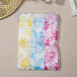 TEMU 6개입 조절 가능한 프린팅 샤워 캡, 고품질, 재사용 가능, 탄성 밴드, 여성 스파 살롱용